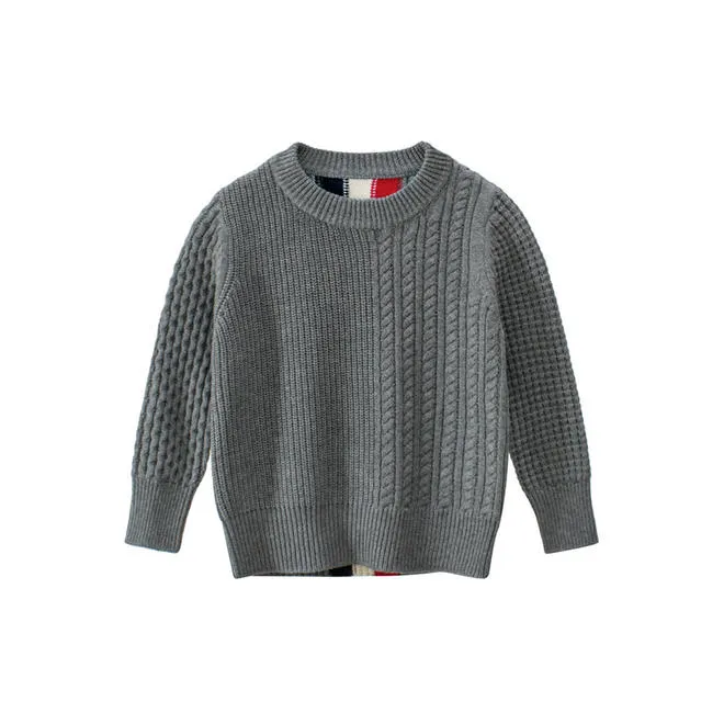 Kids Baby Boys Simple Round Neck Sweater - KBST38067