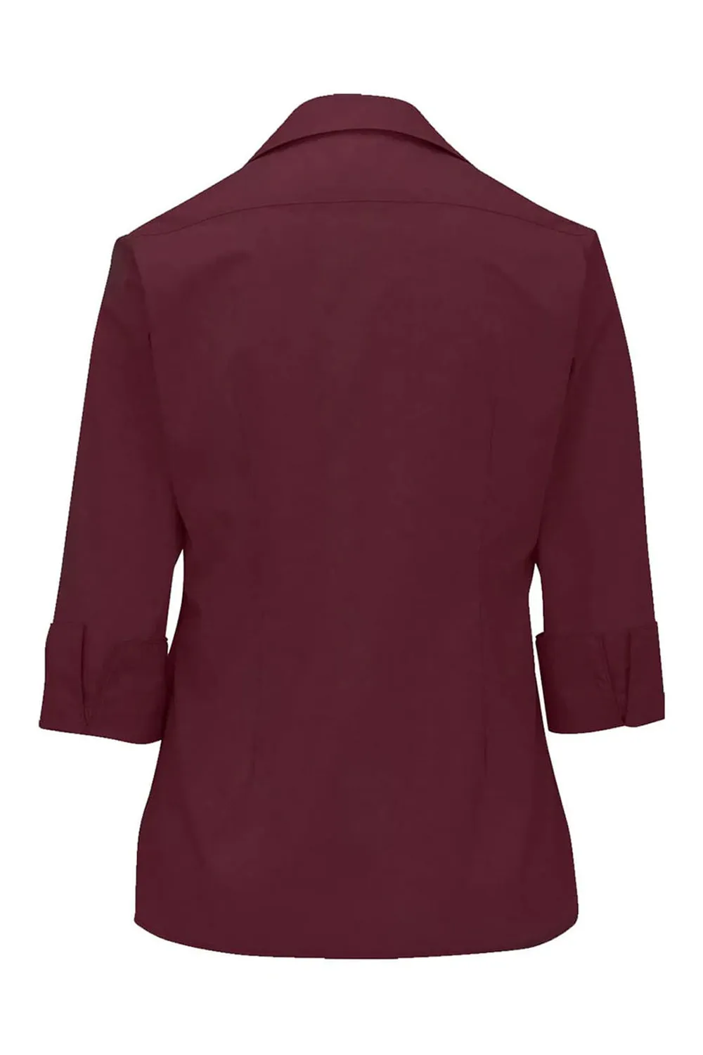 Ladies' 3/4 Sleeve Poplin - Burgundy