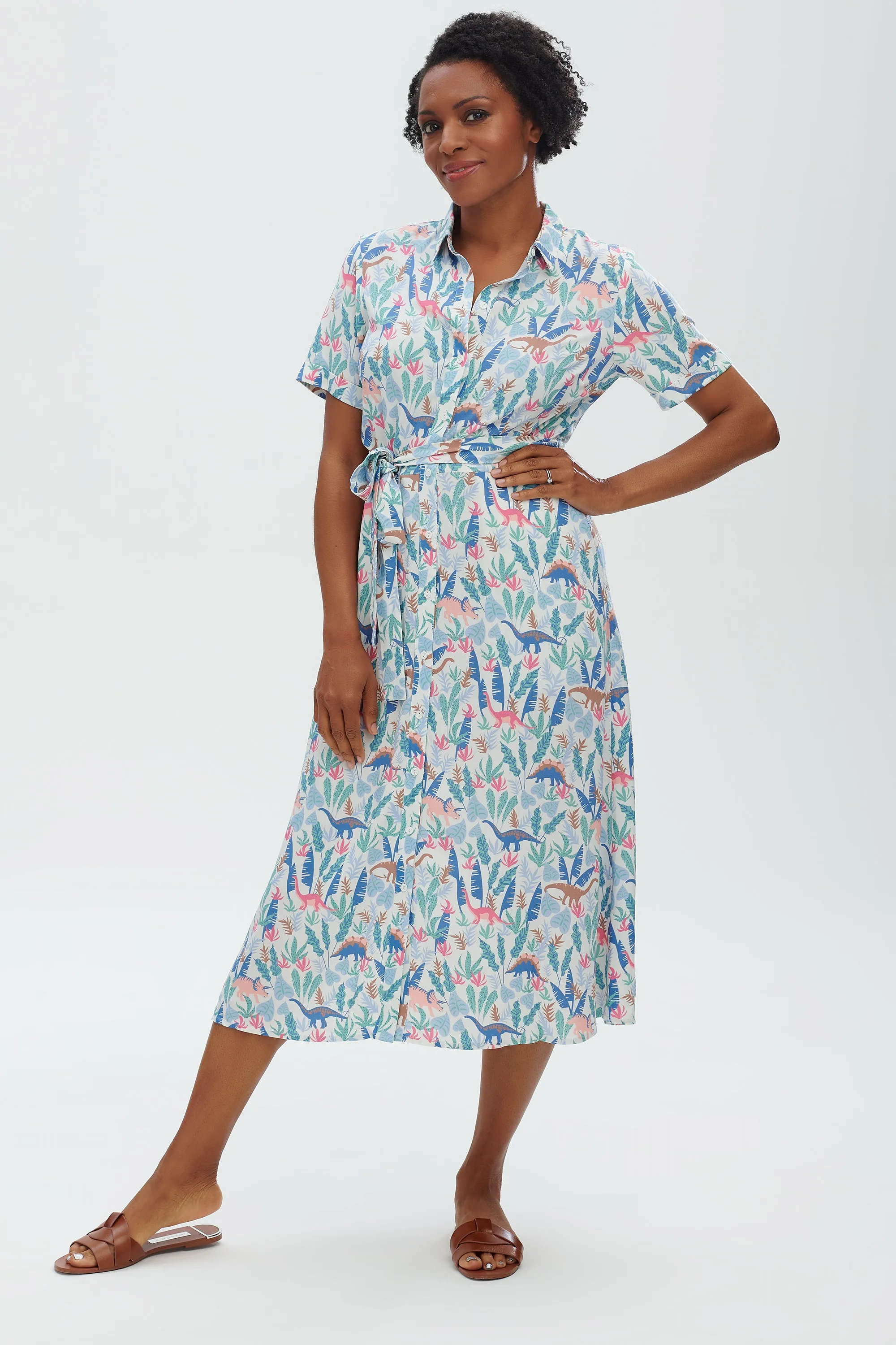 Lauretta Shirt Dress | Lost Dinosaurs (Cream)