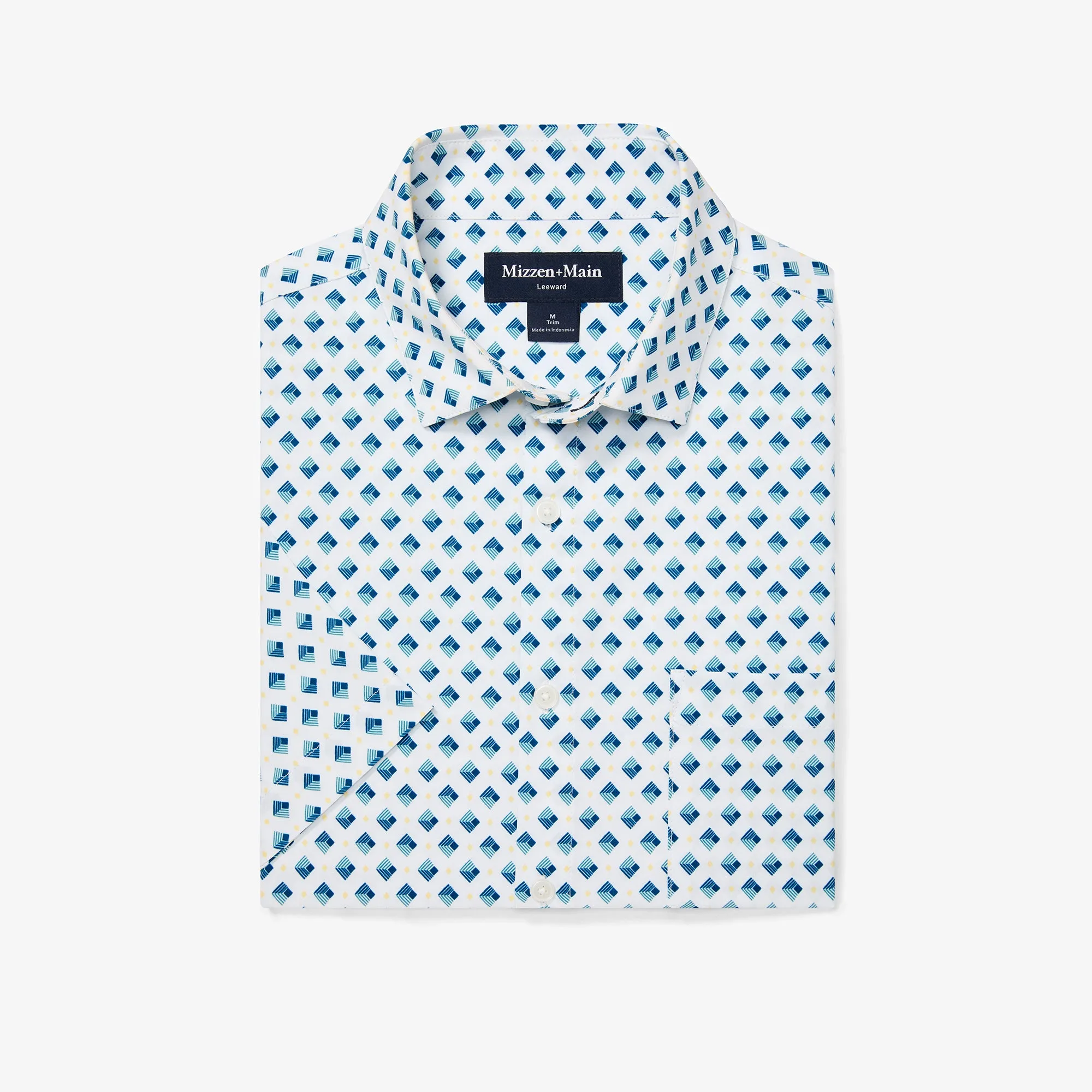 Leeward Dress Shirt - White Layered Diamond