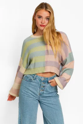 Long Sleeve Multi Color Cropped Knit Sweater