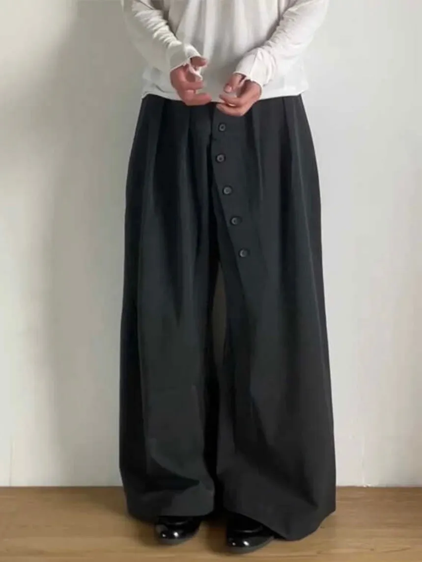 Loose Long Buttons Suit Trousers