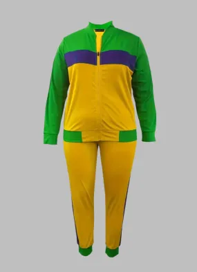 MARDI GRAS Vibrant Mardi Gras Women's Fitted Track Suit