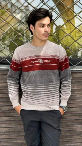 Mens imported gray and red sweater