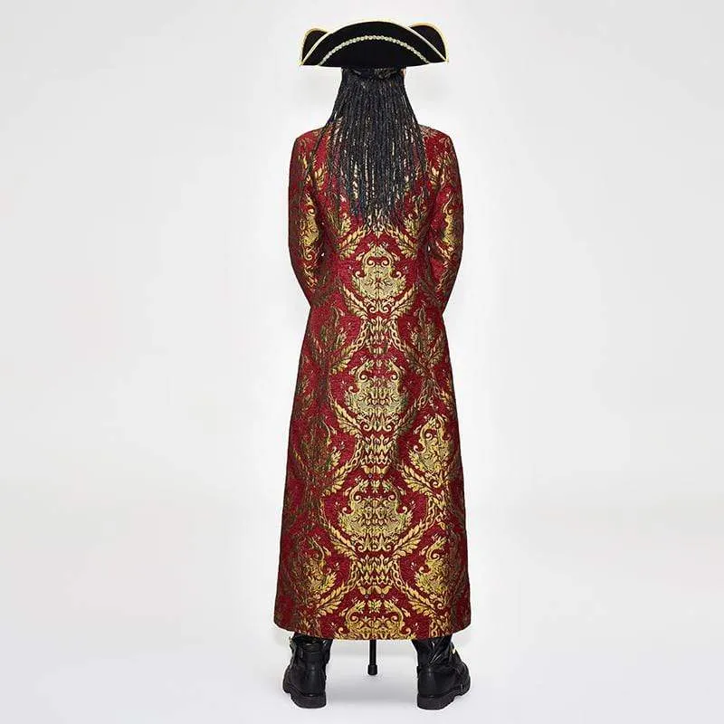 Men's Red and Gold Vintage Long Coat