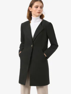 Mid-thigh Collarless Overcoat Single Breasted Outwear Winter Coat