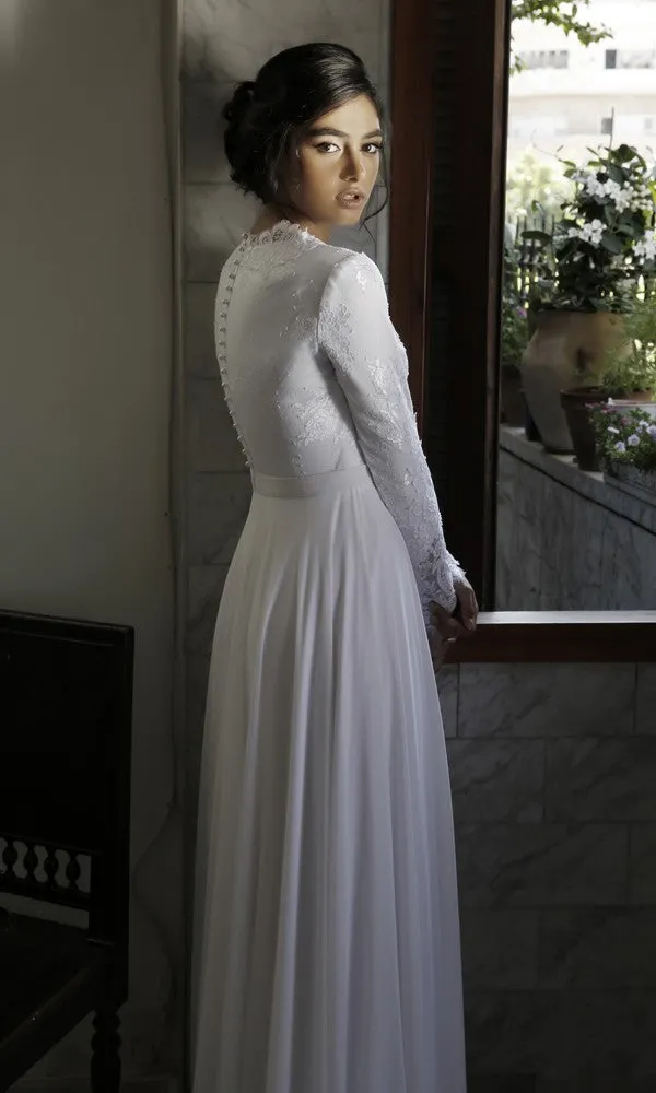 Modest Long Sleeve Lace Wedding Dress