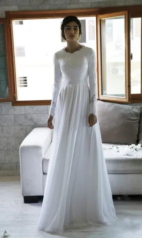 Modest Long Sleeve Lace Wedding Dress