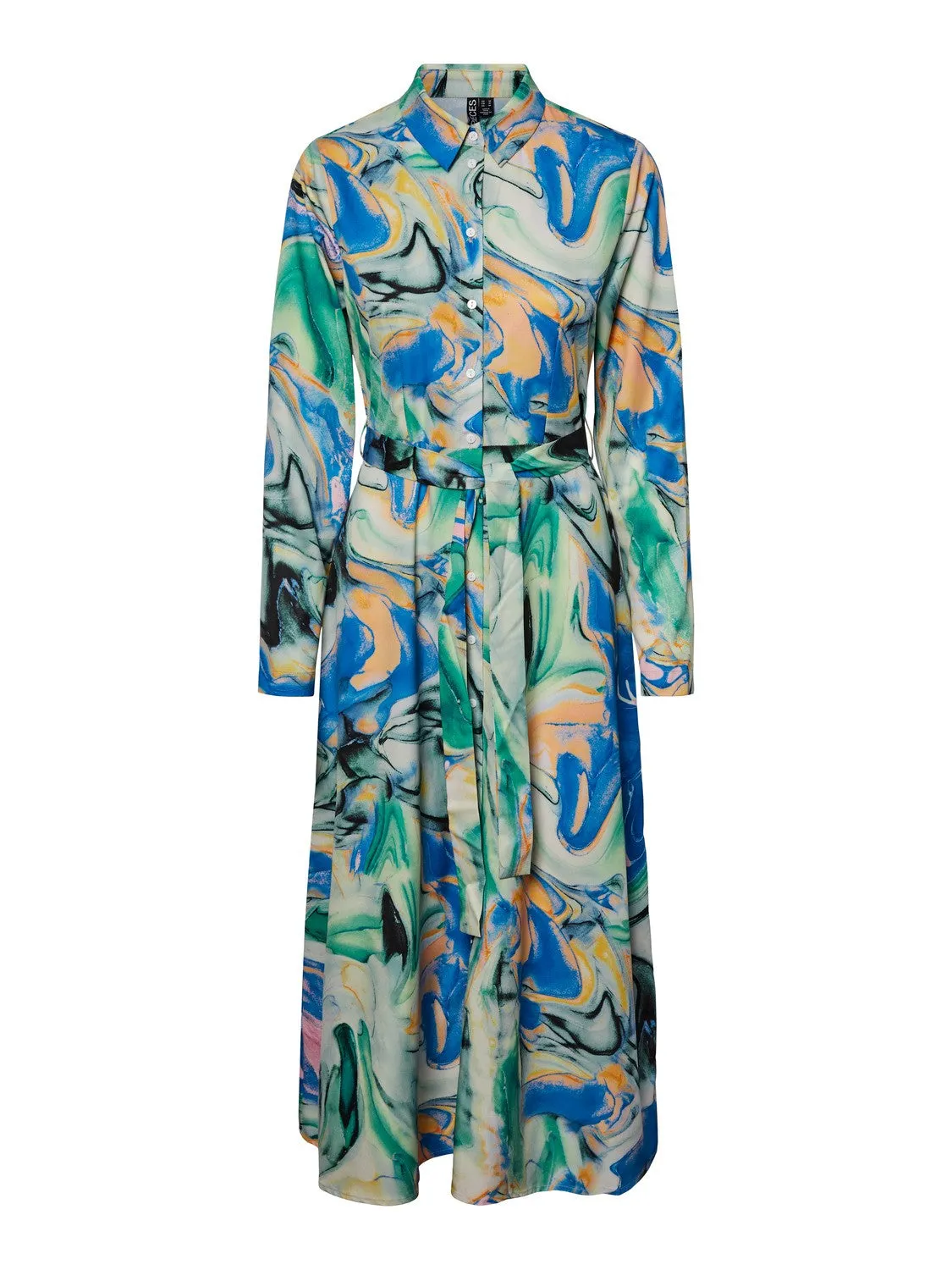 Nasha Midi Shirt Dress (Princess Blue Multi abstract)