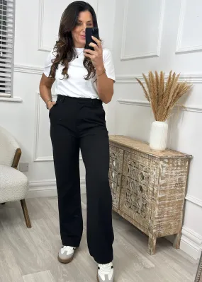 Natalia Black Wide Leg Trousers