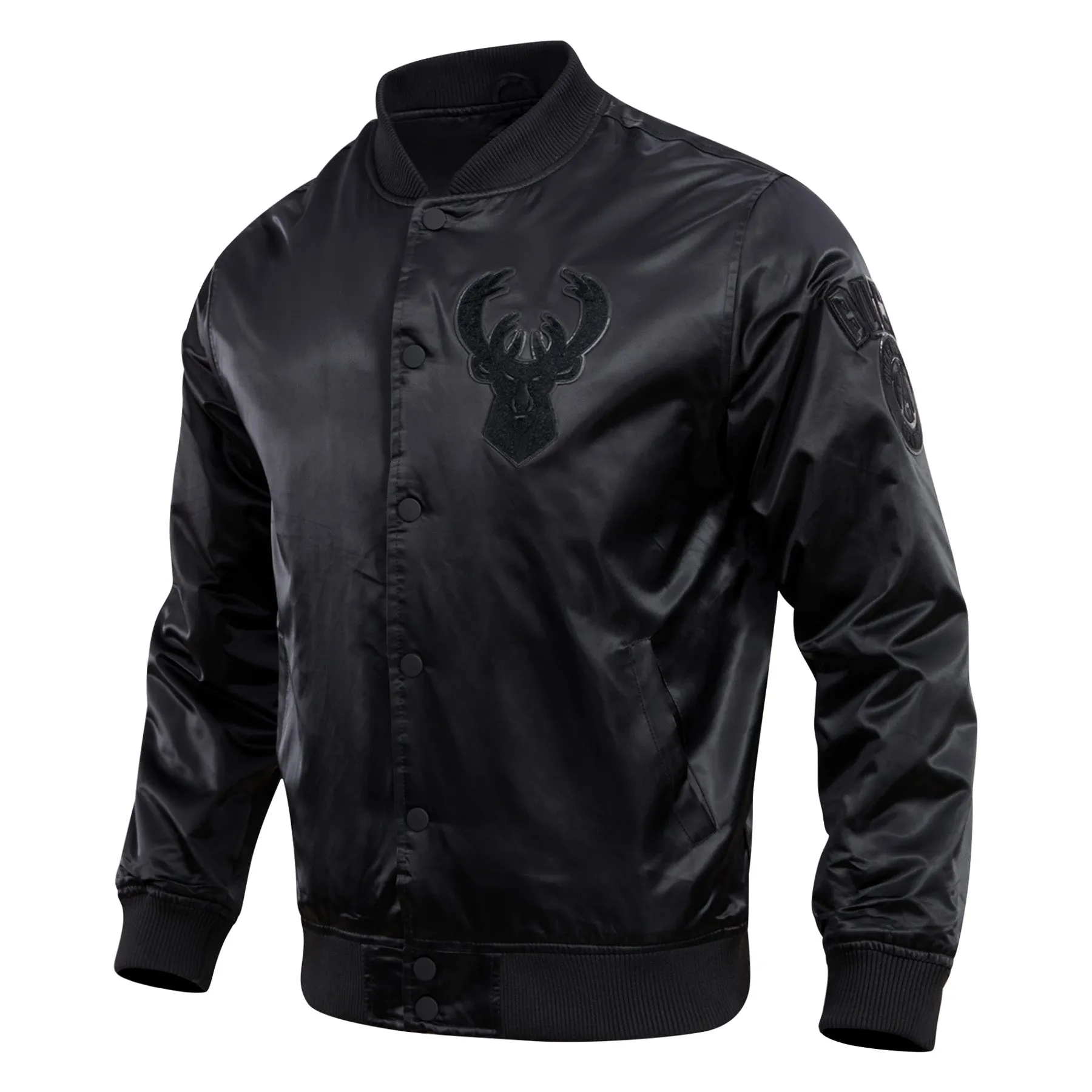 NBA MILWAUKEE BUCKS TRIPLE BLACK PRO MEN'S TRACK JACKET (BLACK)