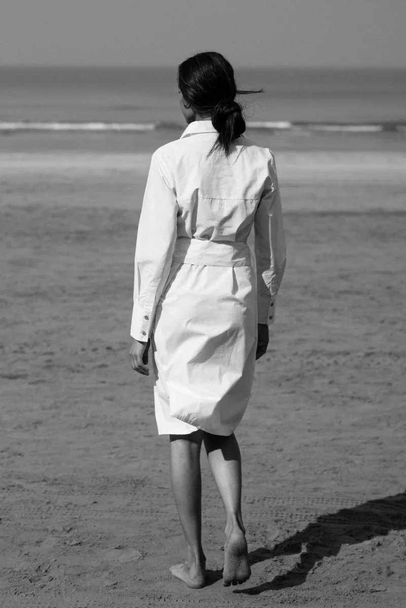 Nina White Poplin Shirt Dress