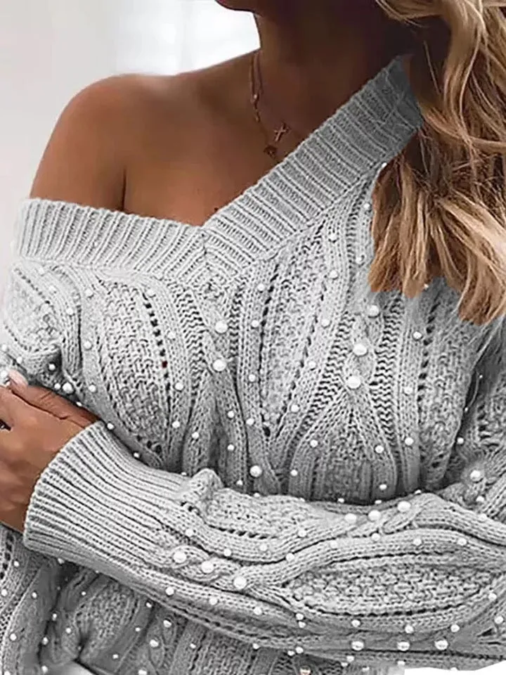 PEARLS  BEADED SWEATER