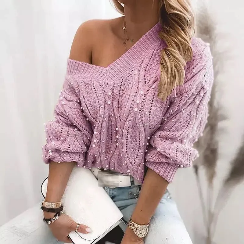 PEARLS  BEADED SWEATER