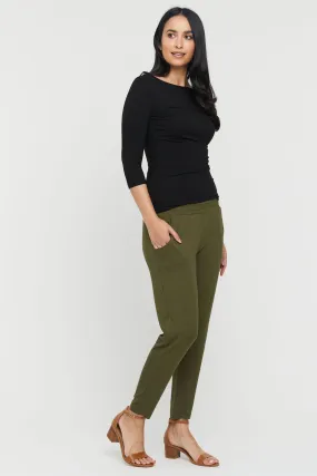 Peggy Bamboo Maternity Trouser - Dark Olive