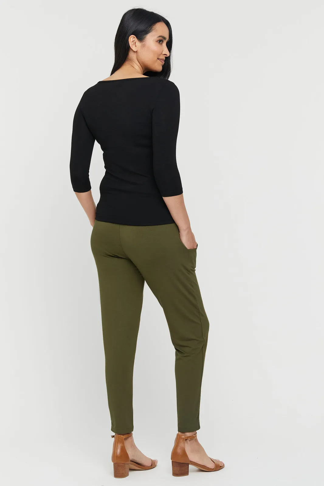 Peggy Bamboo Maternity Trouser - Dark Olive