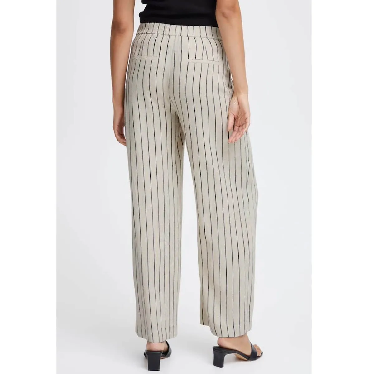 Pinstriped Wide Leg Linen Pants