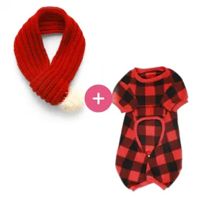 Plaid Snuggle PJ's   Scarf Combo