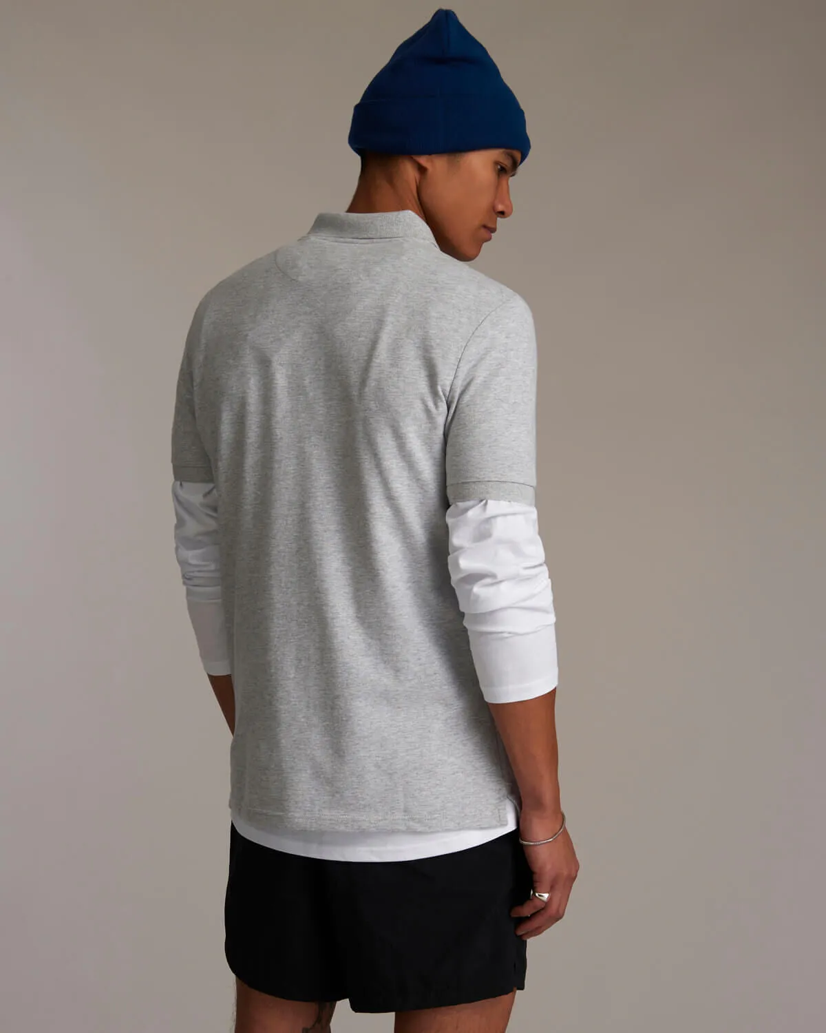 Plain Polo Shirt - Light Grey Marl