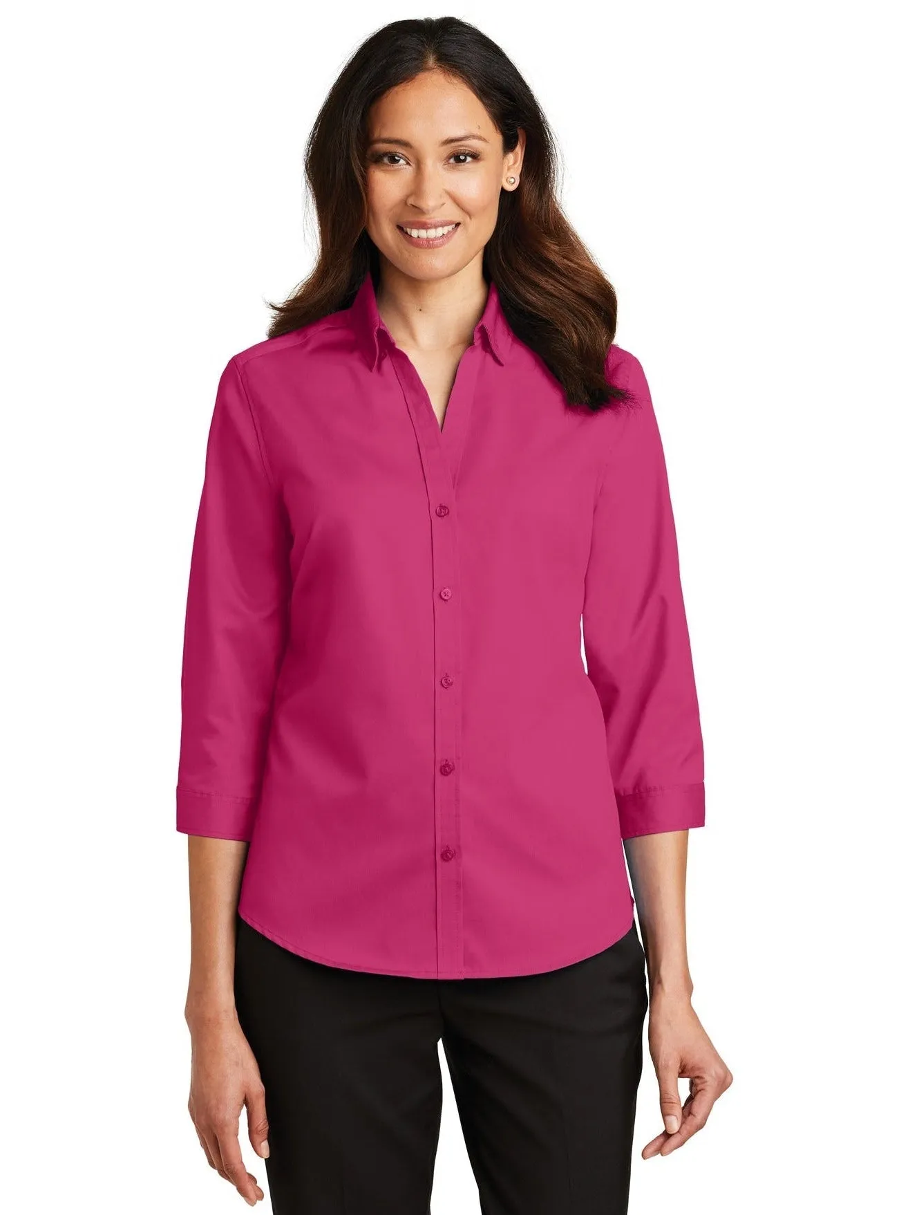 Port Authority Ladies 3/4 Sleeve SuperPro Twill Shirt