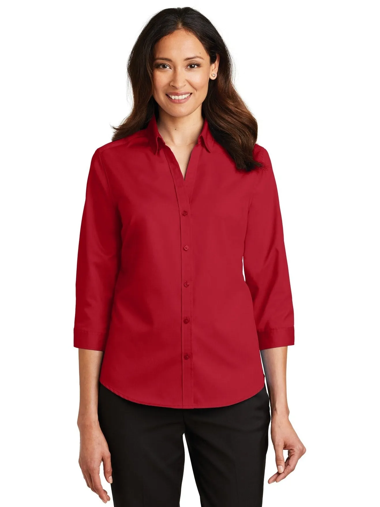 Port Authority Ladies 3/4 Sleeve SuperPro Twill Shirt