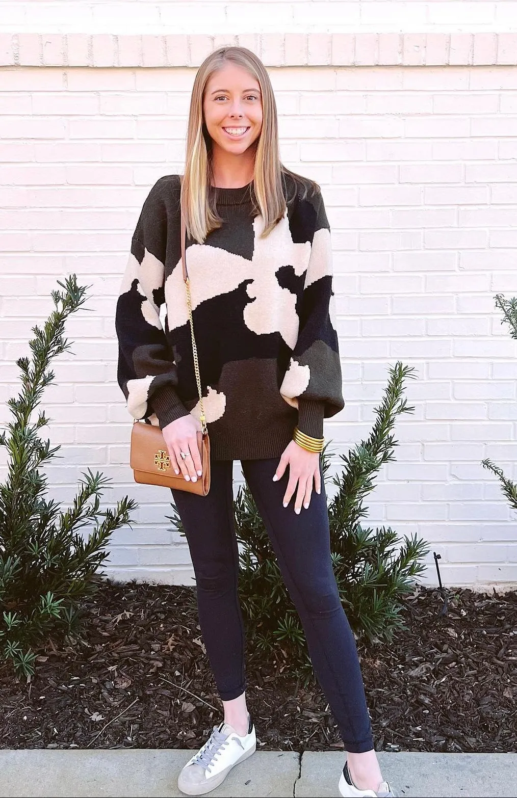 Quinn Camo Pattern Puff Sleeve Sweater