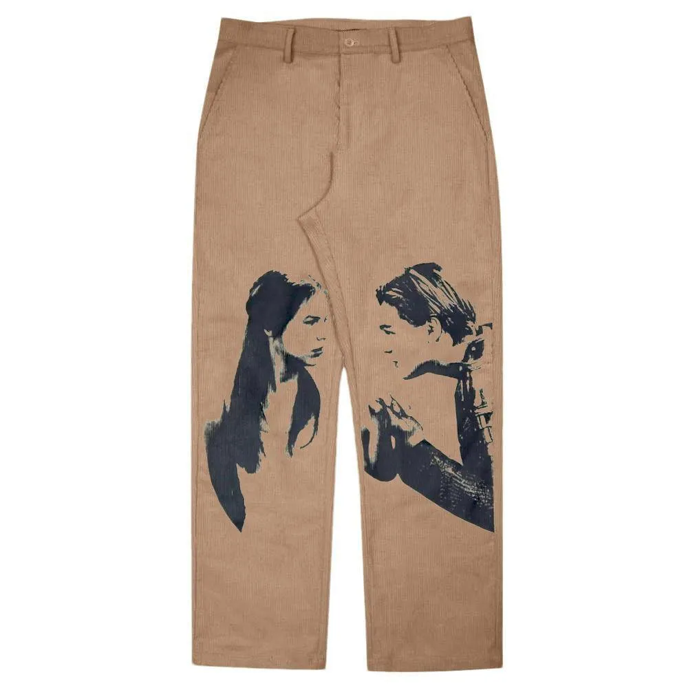 Retro printed hip-hop street corduroy trousers