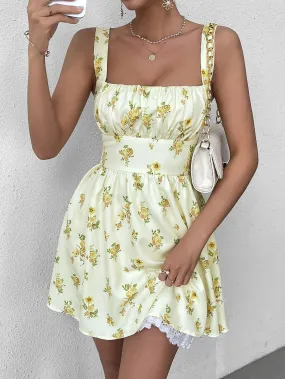 Ruched Bust Floral Print Cami Dress