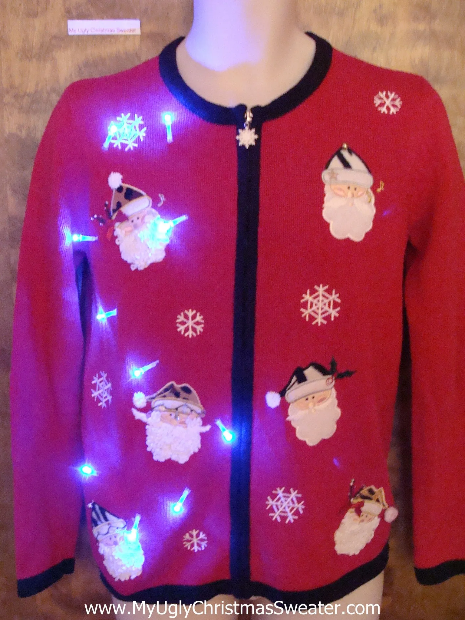 Santa Head Six Pack Light Up Ugly Christmas Jumper