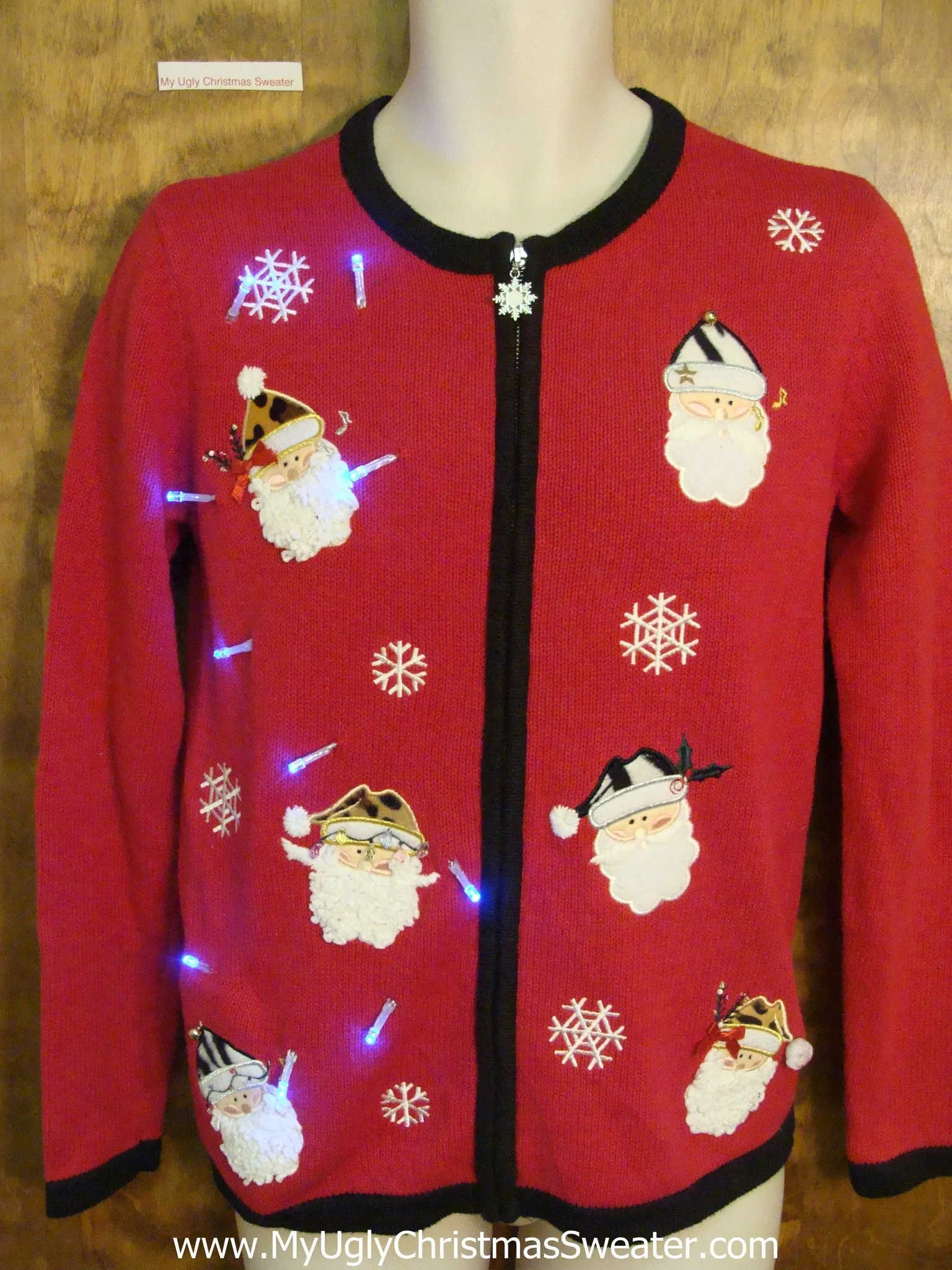 Santa Head Six Pack Light Up Ugly Christmas Jumper