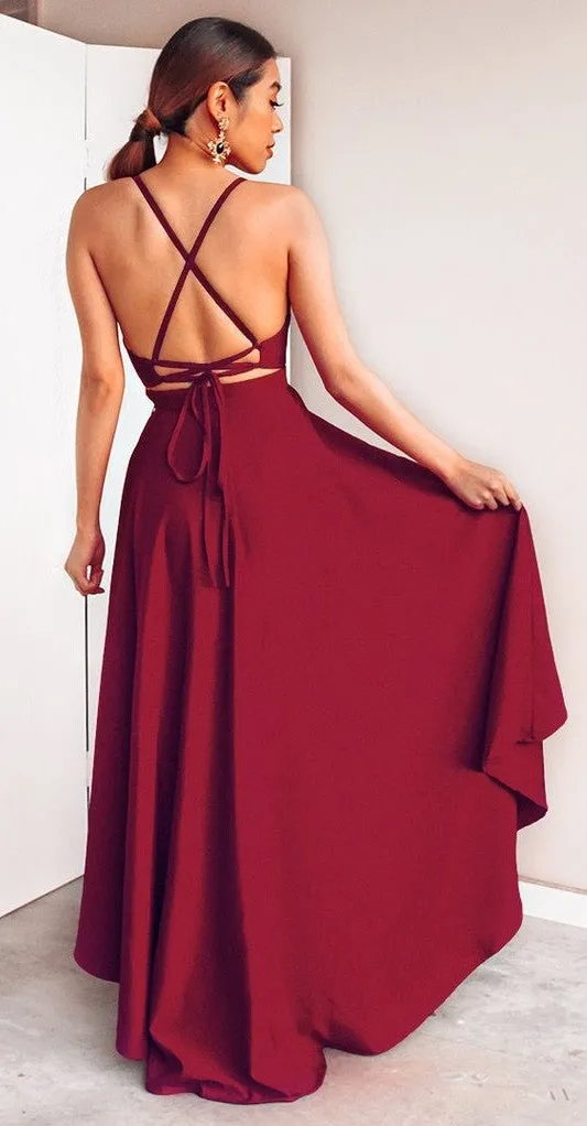 Sexy High Low Spaghetti Straps Red Homecoming Dress