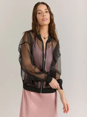 Sheer Organza Bomber Jacket