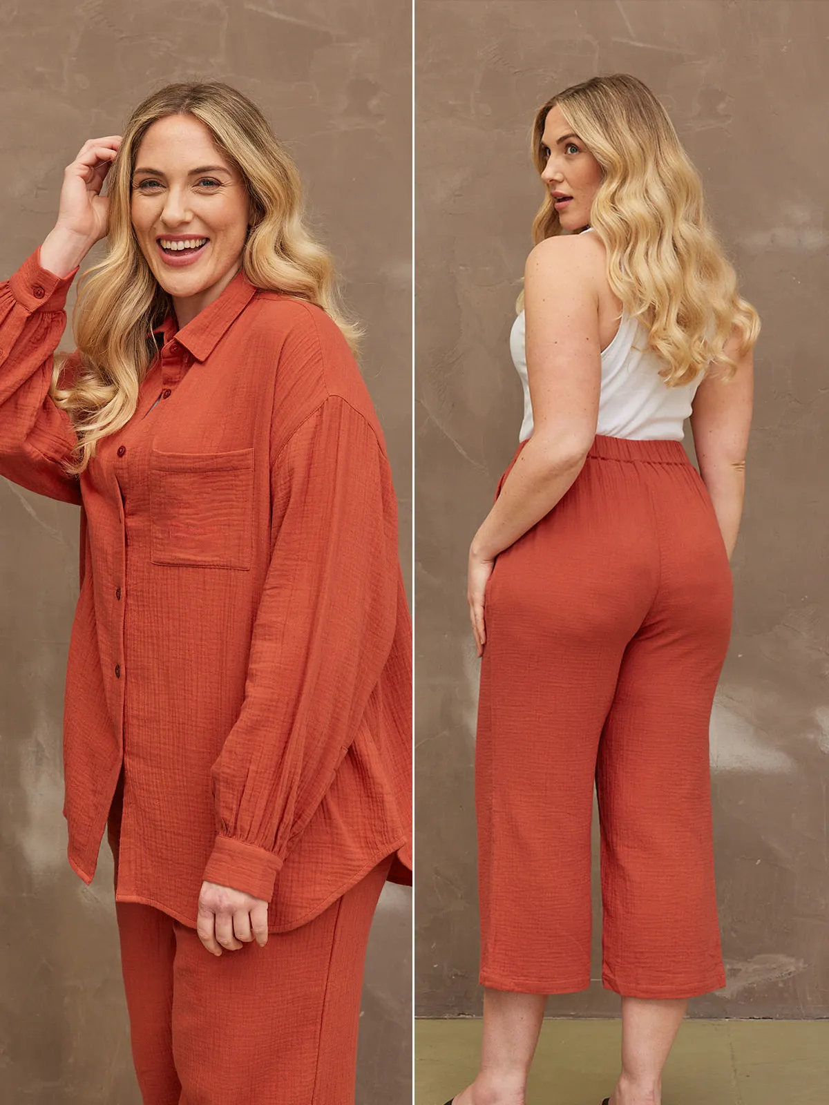 Shirt & Culottes Bundle - Deborah & Maisie - Rust