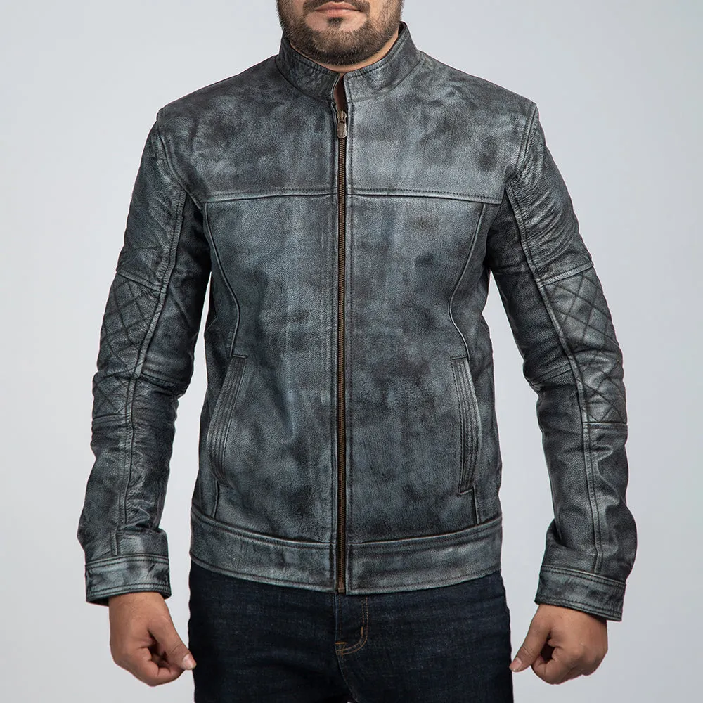 Shooter Distressed Leather Biker Jacket