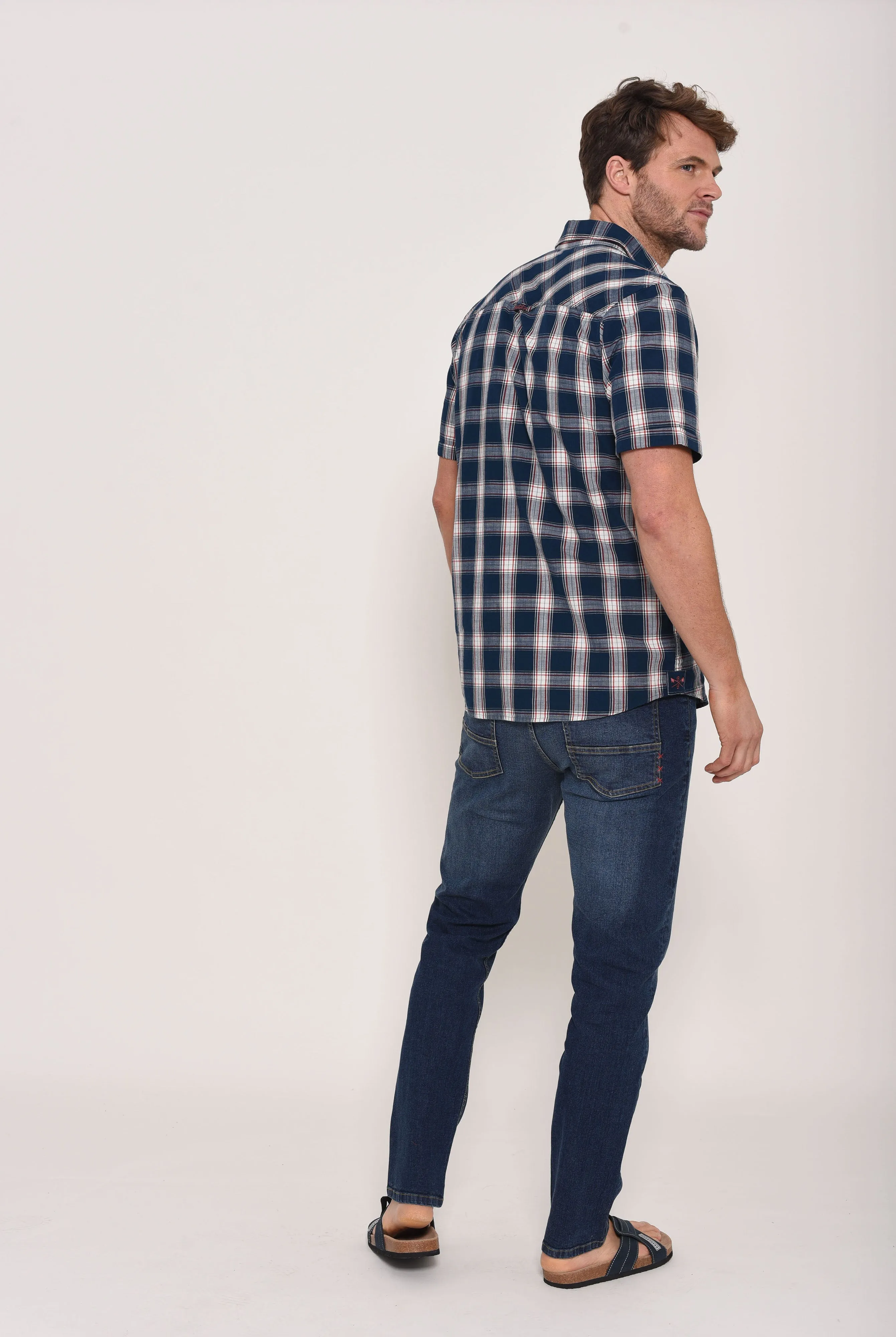 Short Sleeve Blue Check Shirt