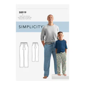 Simplicity Pattern 8519 Boys' and Men's Slim Fit Lounge Pants