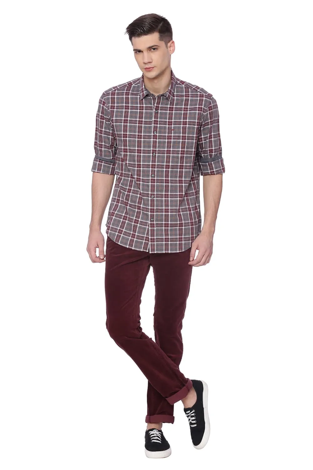 Slim Fit Melange Checks Shirt