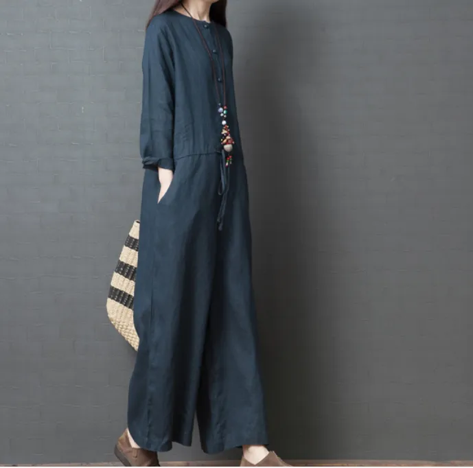 Spring Women Casual Cotton Linen Jumpsuits PZ97251