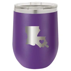 Stainless Steel Louisiana Heart Stemless Wine Glass