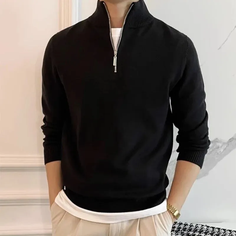 Stand collar zipper sweater