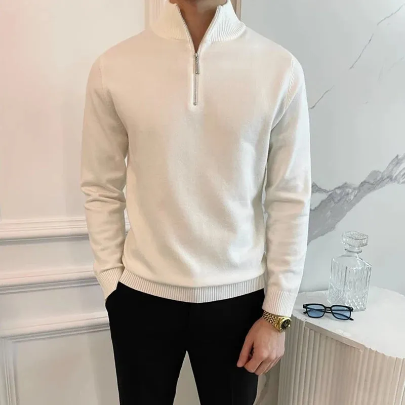 Stand collar zipper sweater