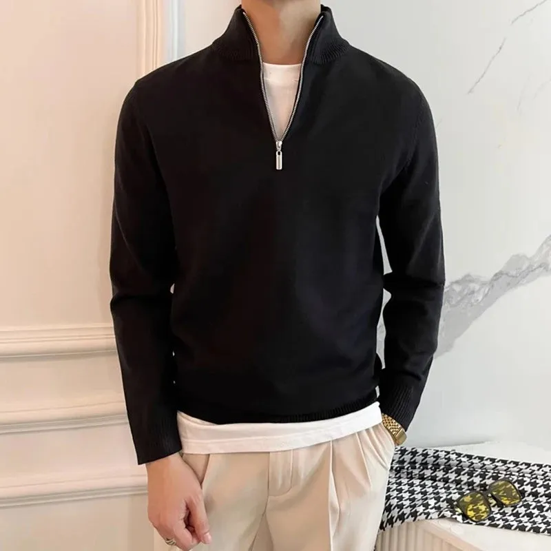 Stand collar zipper sweater