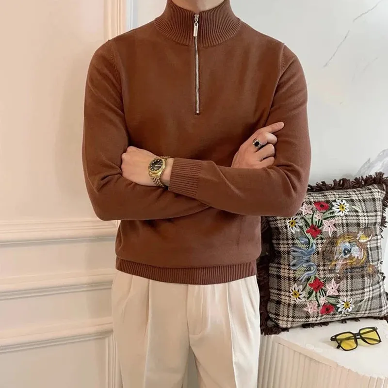 Stand collar zipper sweater