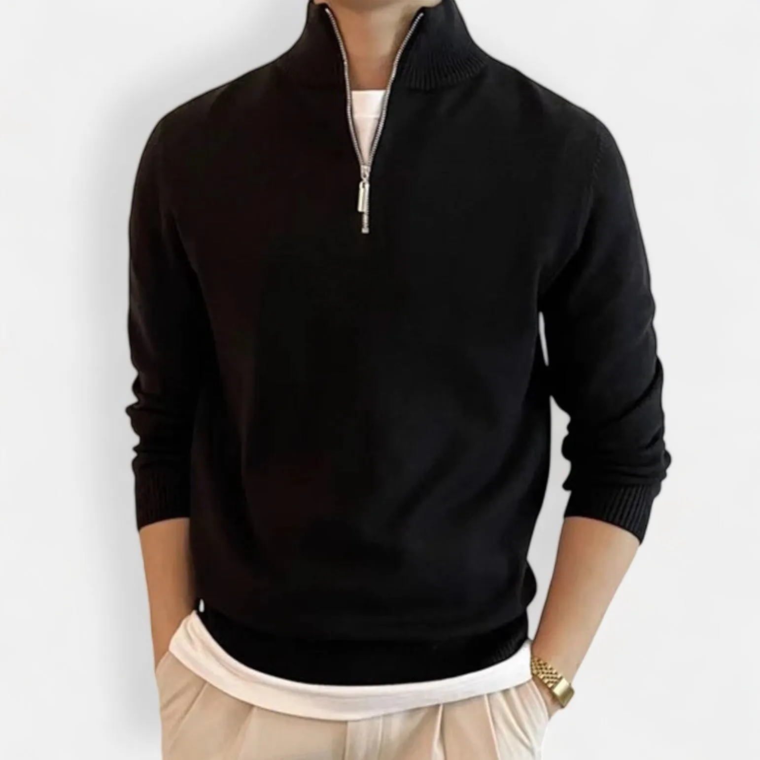 Stand collar zipper sweater