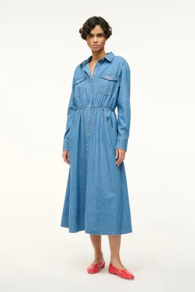 STAUD   WRANGLER THE MIDI SHIRT DRESS | MID BLUE