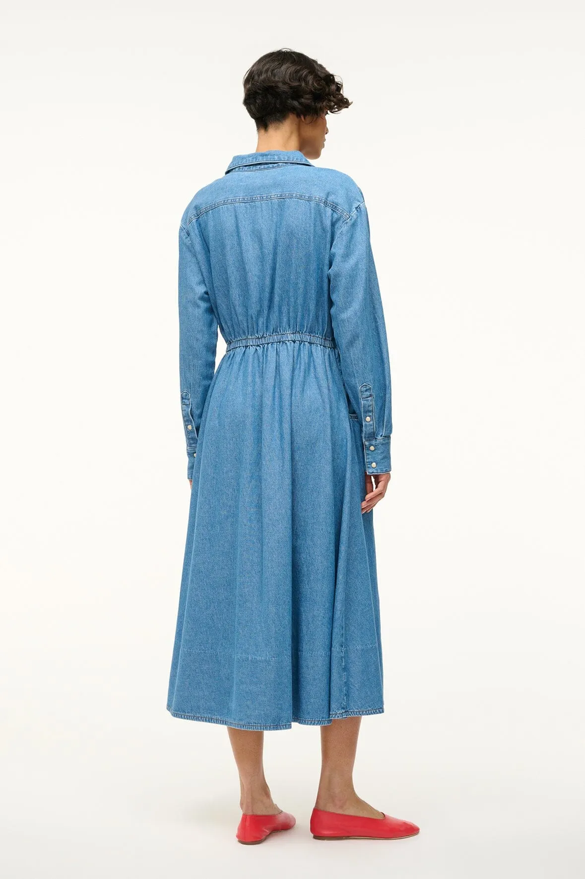 STAUD   WRANGLER THE MIDI SHIRT DRESS | MID BLUE