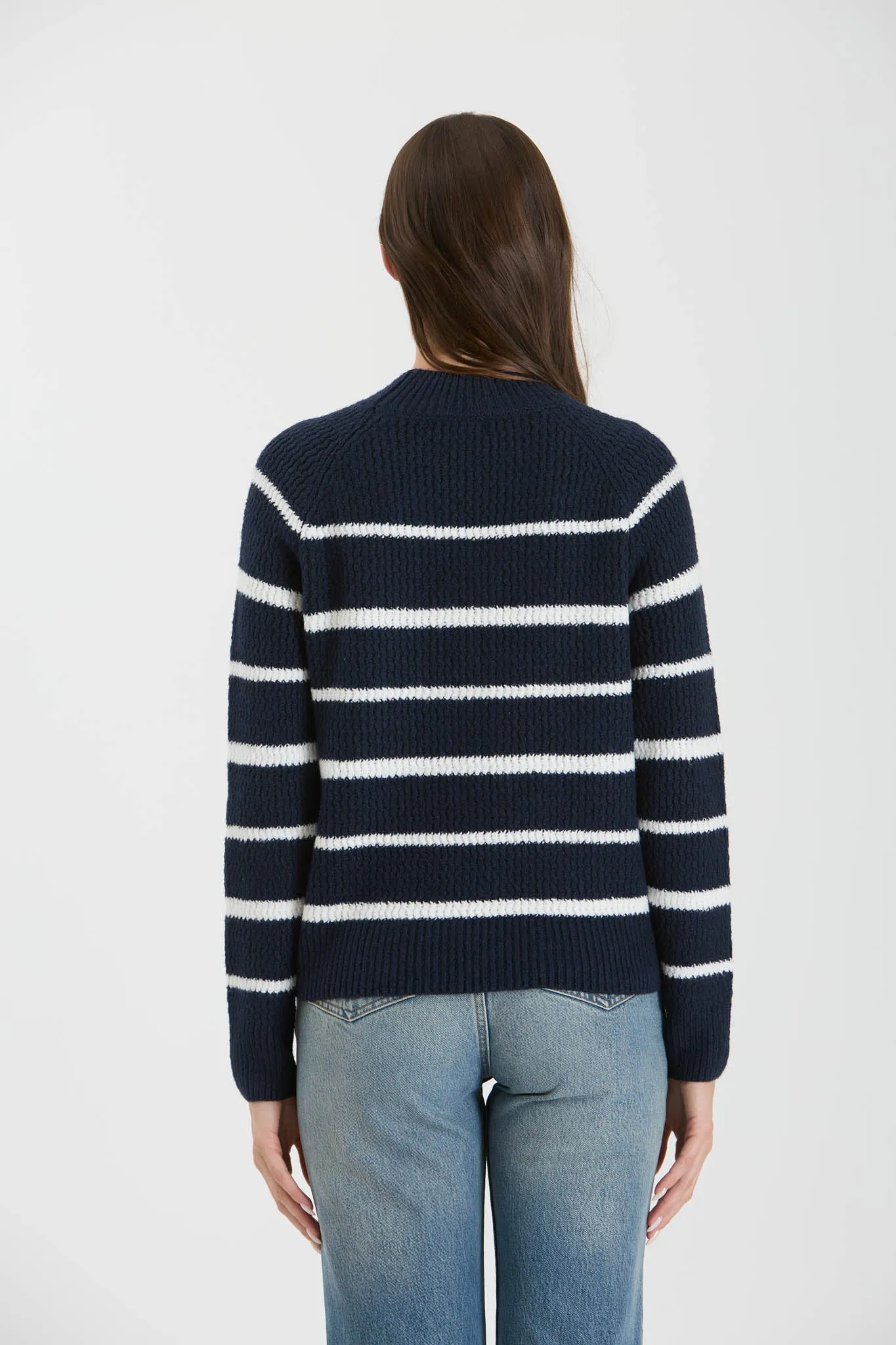 STRIPE HIGH NECK KNIT PULLOVER SWEATER