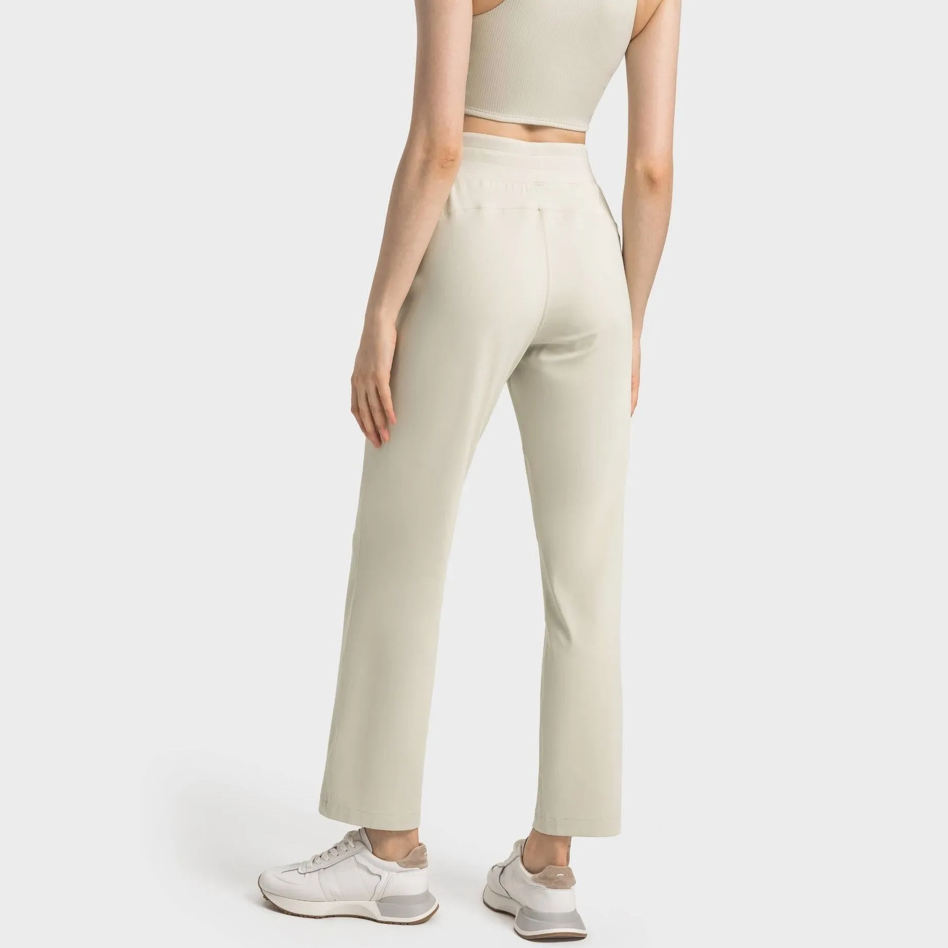 Stylish Activewear Pants With Tie-Up Waist Band - Ivory White