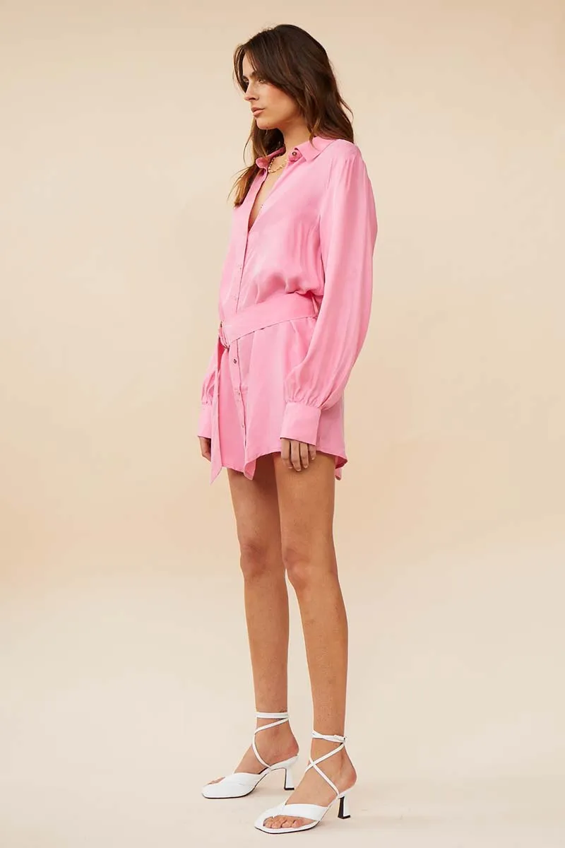 Suboo Georgia Mini Shirt Dress - Pink