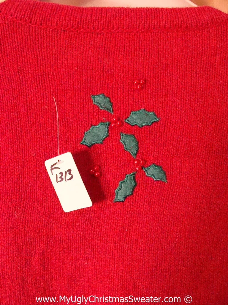 Tacky Red Christmas Sweater with PEACE and JOY (f1313)